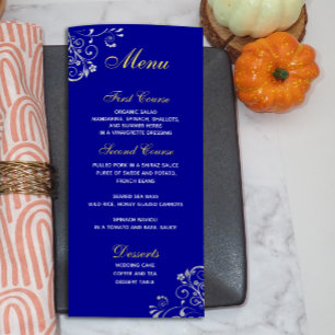 Menu Chic Royal Blue Silver Mariage