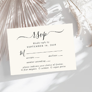 Menu Chic Script Choice Cream Wedding RSVP