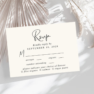 Menu Chic Script Choice Cream Wedding RSVP