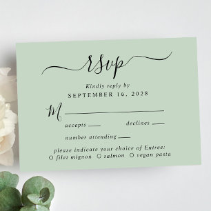 Menu Chic Script Choice Sage Wedding RSVP
