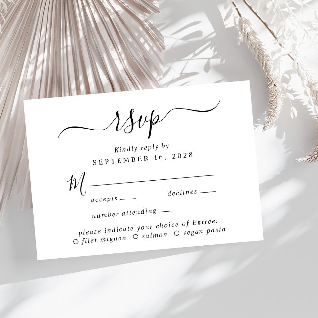 Menu Chic Script Choix Mariage RSVP (A chic wedding RSVP card with your customized menu options)
