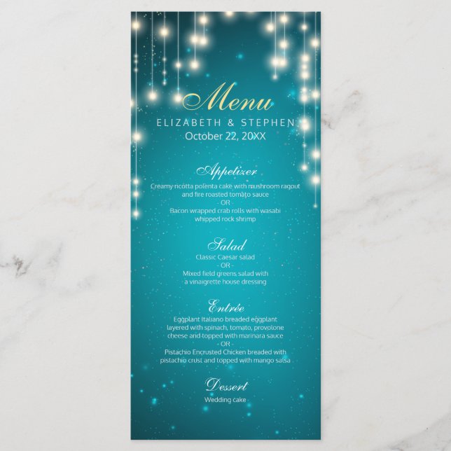 Menu Chic String Lights Turquoise Parties scintillant M (Devant)