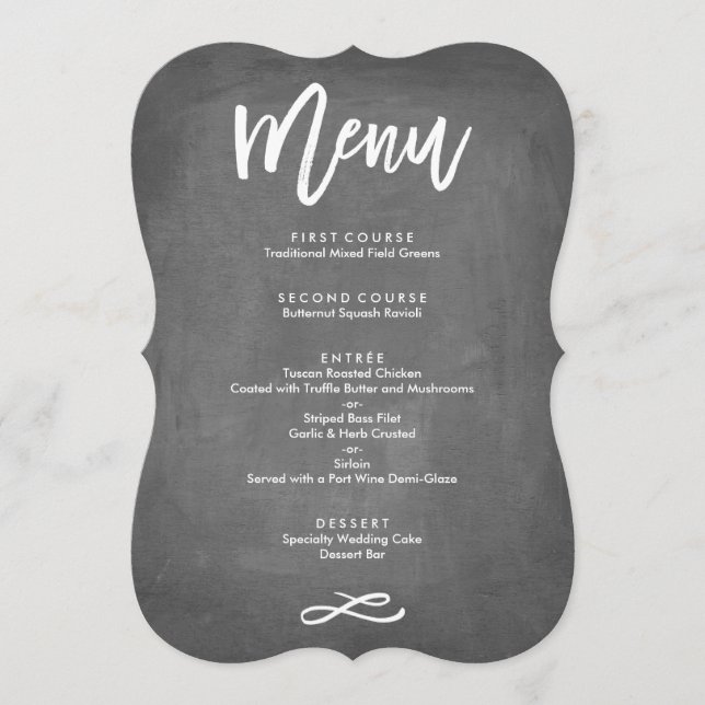 Menu Chic Typographie Chalkboard (Devant)