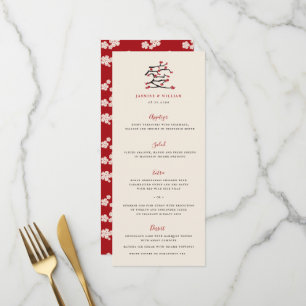 Menu Chinese Love Red Cherry Blossoms
