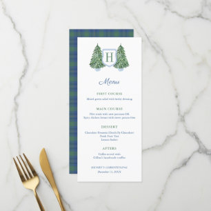 Menu Chinoiserie Chic Monogramme Hiver Baptême Party