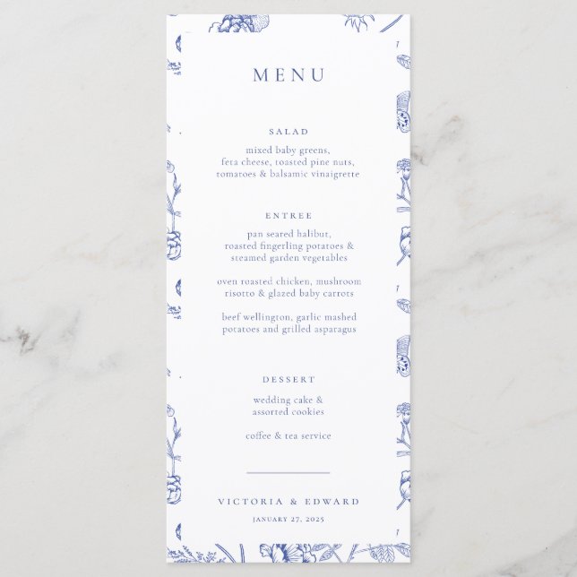 Menu Chinoiserie Floral Wedding (Devant)