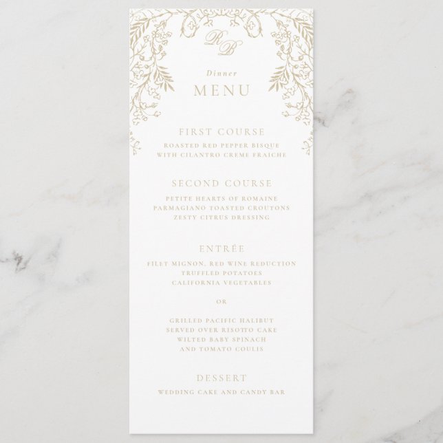 Menu Chinoiserie romantique Mariage d'or (Devant)