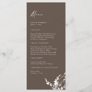 Menu Chocolat Mariage Moderne Blanc Floral