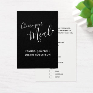 Menu choix options repas script texte noir