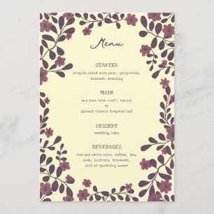 Menu Chute Cadre Floral Sweet Boho Décontracté Mariage