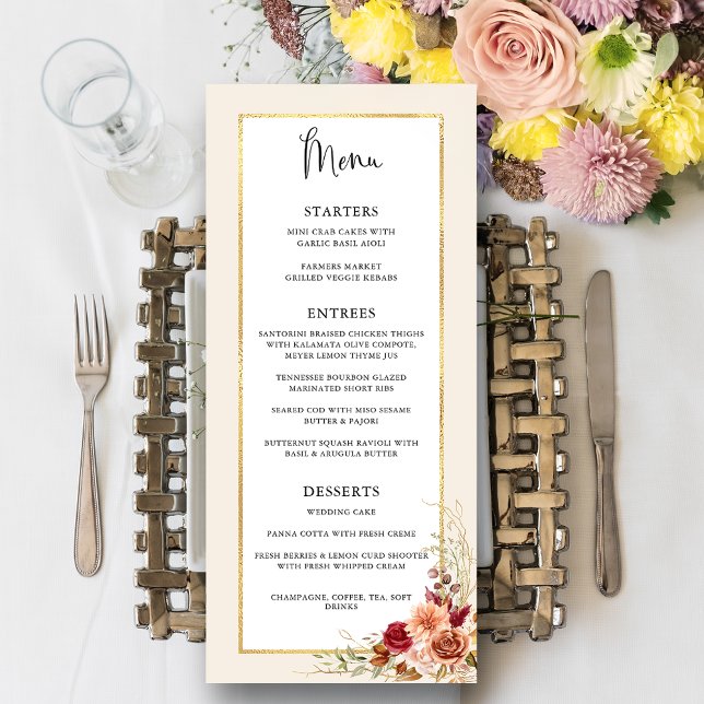 Menu Chute dorée Terracotta Floral (Créateur téléchargé)
