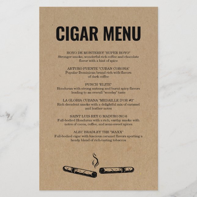 Menu Cigar (Devant)