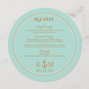Menu - Circle - Mint and Gold - Nautical