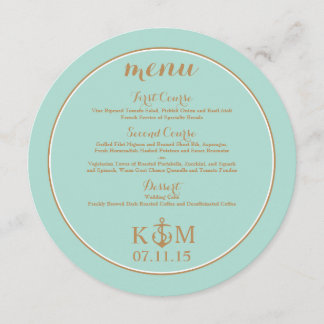 Menu - Circle - Mint and Gold - Nautical
