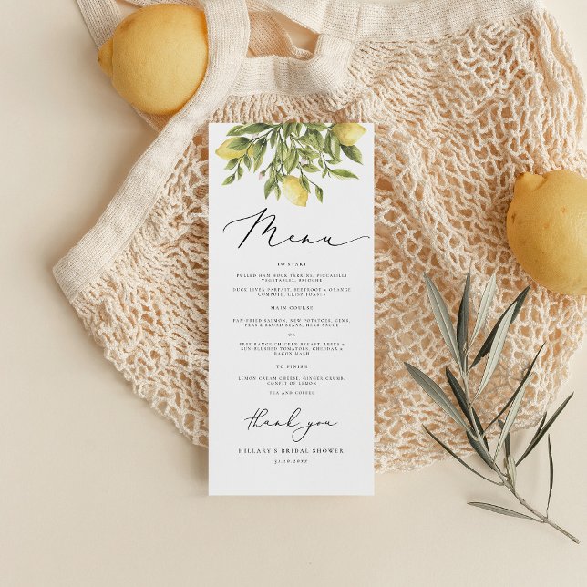 Menu Citron Sorrento Fête des mariées méditerranéenne (Créateur téléchargé)