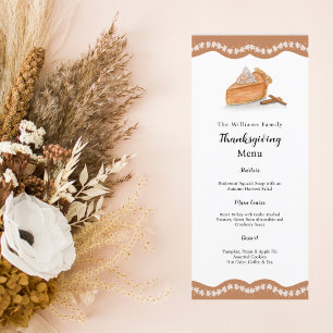 Menu Citrouille aquarelle à tarte érable Feuilles Thank