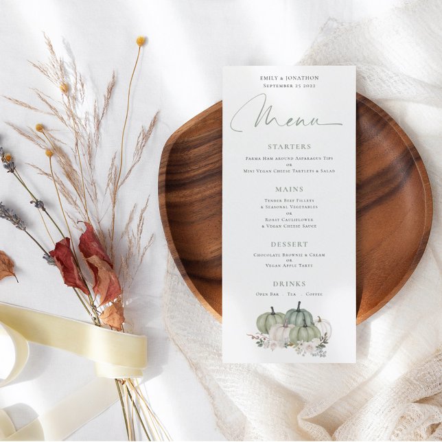 Menu Citrouilles de Sage Mariage de fleurs de crème (Créateur téléchargé)