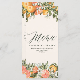 Menu Citrus orange botanique moderne rustique