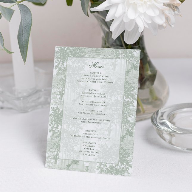 Menu Classic Sage Green Landscape Toile Wedding (Créateur téléchargé)