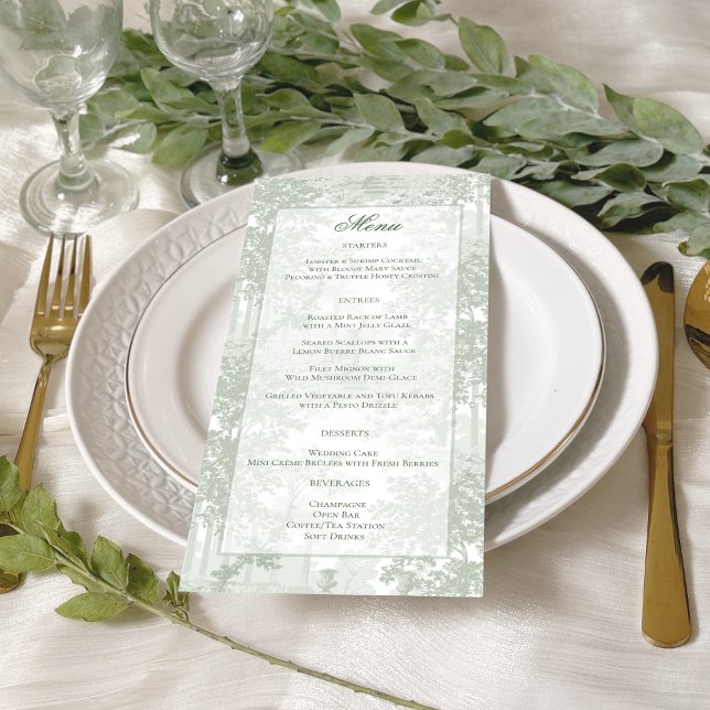 Menu Classic Sage Green Landscape Toile Wedding (Créateur téléchargé)