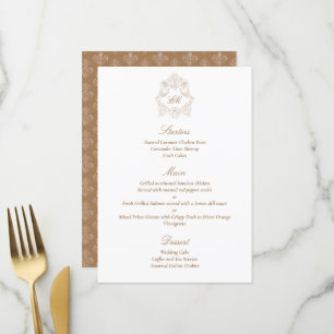 Menu Classique Élégant Écriture Brun Doré