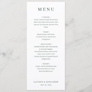 Menu Classique Élégant Noir et Blanc