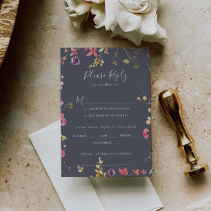 Menu classique Mariage bleu sauvage Choix RSVP