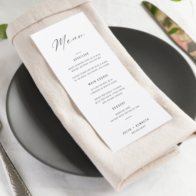 Menu classique Mariage noir et blanc élégant (Créateur téléchargé)
