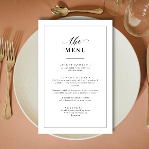 Menu classique Mariage noir et blanc élégant