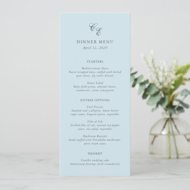 Menu Claudia Powder Blue Mariage élégant (Debout devant)