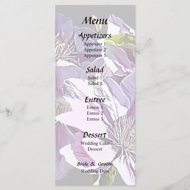Menu Clematis rose (Devant)