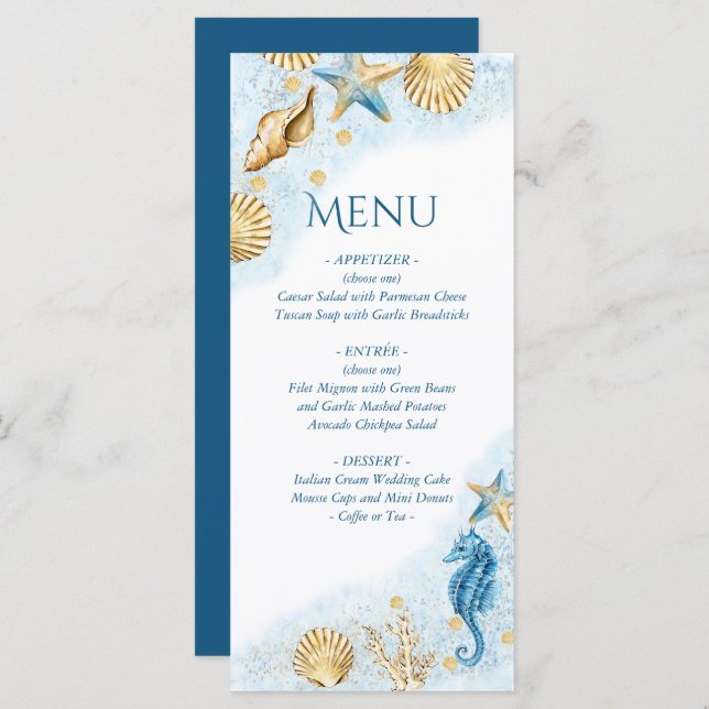Menu Coastal Chic | La barrière de corail moderne (Devant / Derrière)