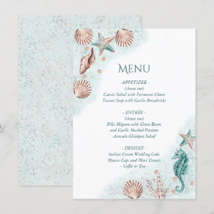 Menu Coastal Chic   Turquoise Green et Coral Reef Party