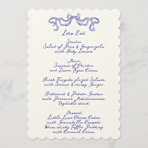 Menu Cobalt Blue La Dolce Vita Doodle Ecru Mariage