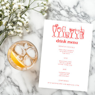 Menu Cocktails Doodle Sketch Modern CUSTOM Boire