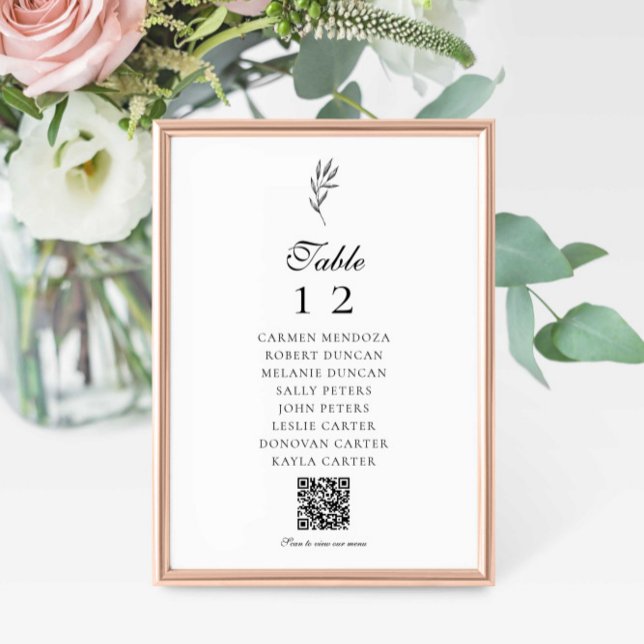 Menu Code QR Minimal Élégant Plan de table Mariage (Créateur téléchargé)