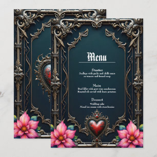 Menu Cœur gothique cramoisi victorien