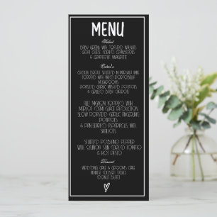 Menu Coeur minimaliste noir et blanc