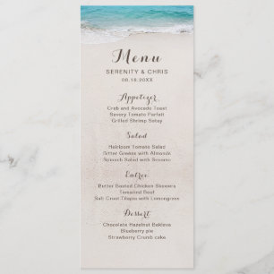 Menu Coeurs dans le sable destination mariage plage