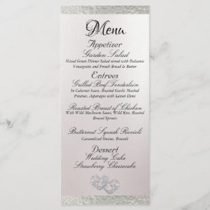 Menu Coeurs et monogramme - Mariage blanc/argent