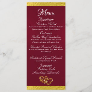 Menu Coeurs & Monogramme - Mariage Bourgogne/Or
