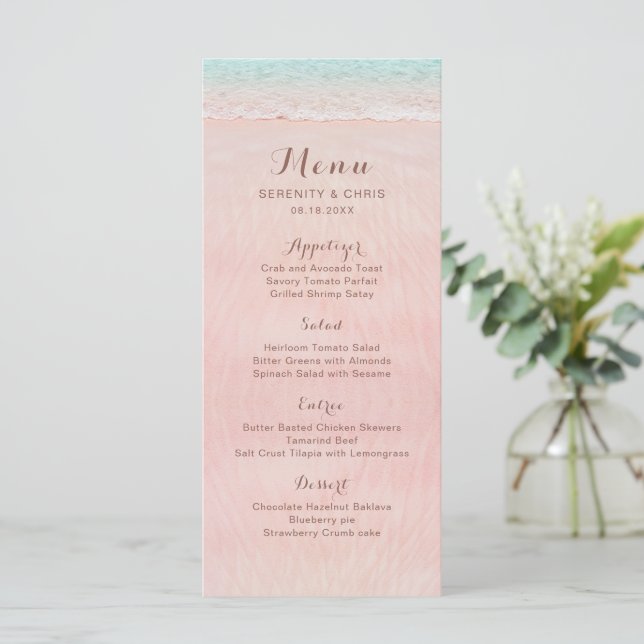 Menu Coeurs roses dans le mariage plage de destination  (Debout devant)