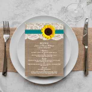 Menu Collection de Mariages de tournesol rustique - Tur
