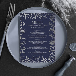 Menu Collection de Mariages floraux en argent et marine