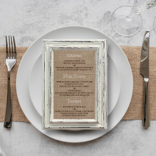 Menu Collection de Mariages Rustic White Frame & Burlap