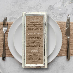Menu Collection de Mariages Rustic White Frame & Burlap