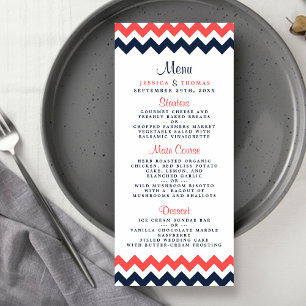 Menu Collection Mariage moderne Chevron Marine & Coral