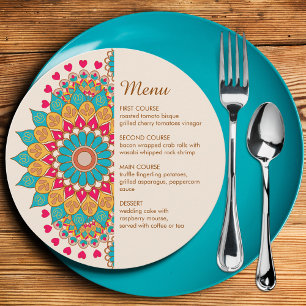 Menu Coloré Ethnic Mandala Bold & Bright Mariage