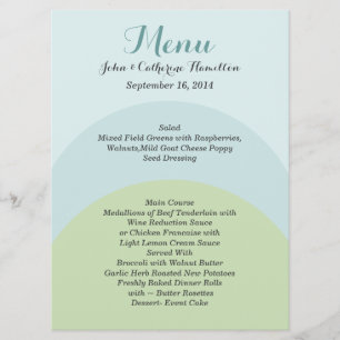 Menu Colorful Modern Custom Wedding