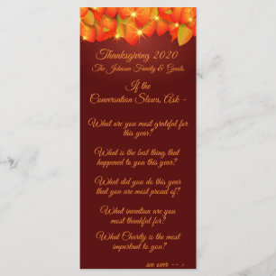 Menu Commencer la conversation de la feuille de Thanksg